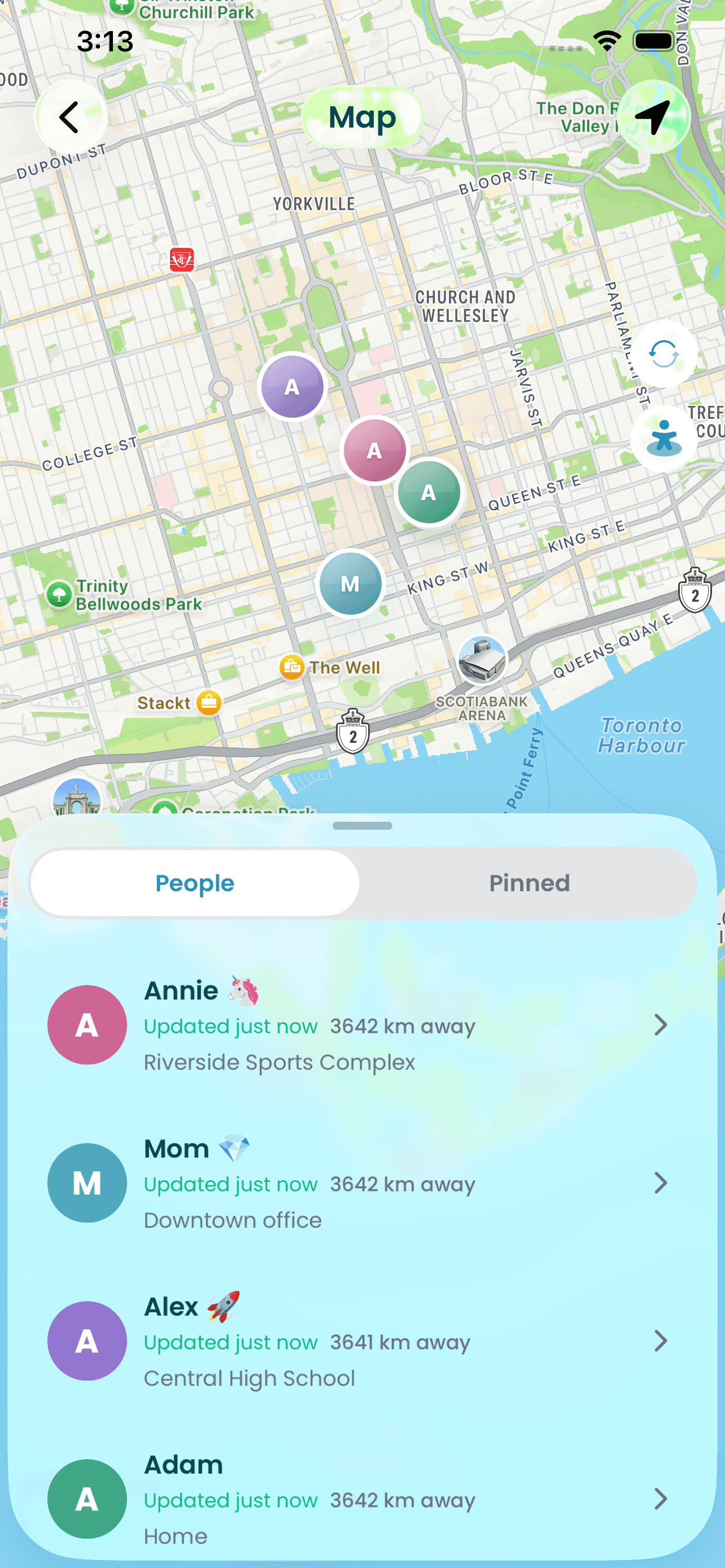 Family map with member locations